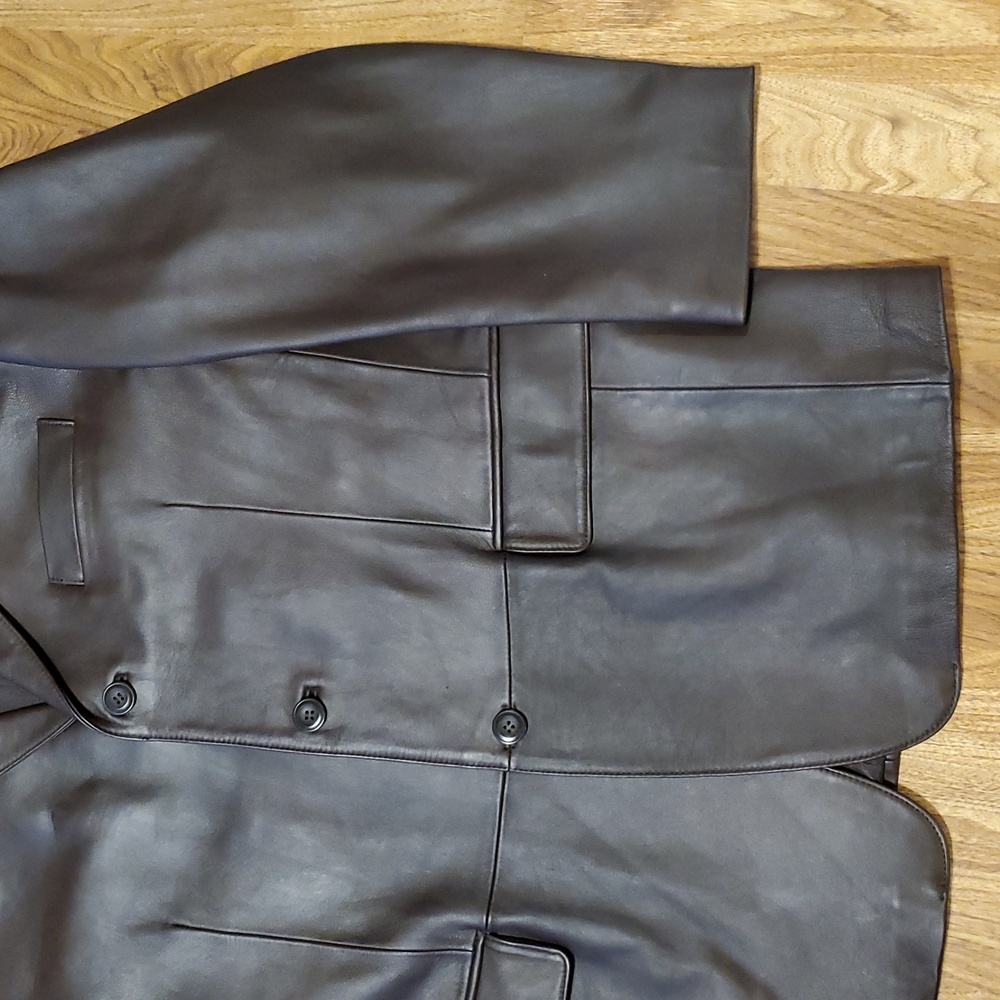 Stafford Dark Brown Genuine Leather Blazer Jacket NWOT Mens Size L - Picture 3 of 16